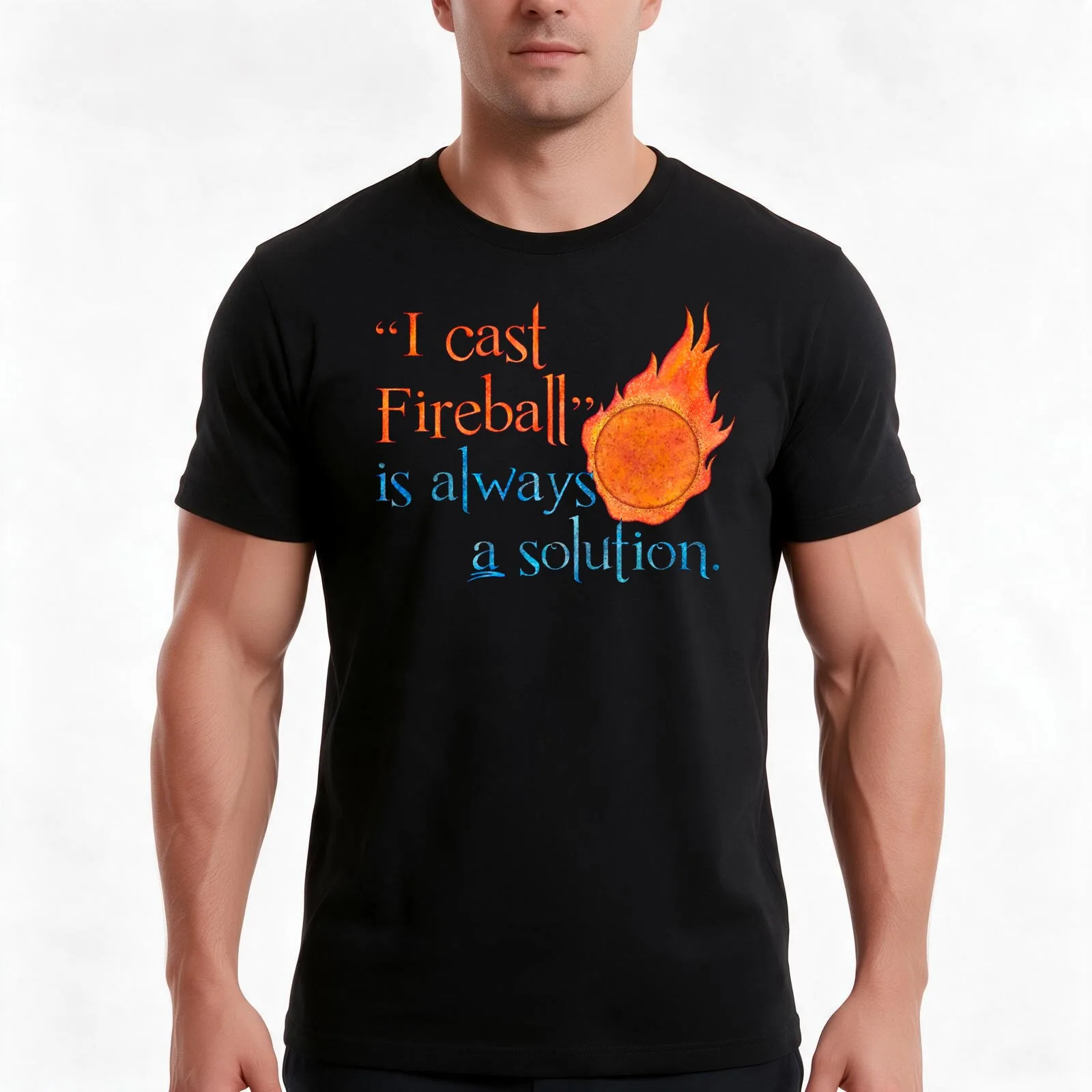 I Cast Fireball Solution T-Shirt Summer Casual Cotton Tee Oversized Streetwear Tops Vintage Graphic Print Unisex Men Women