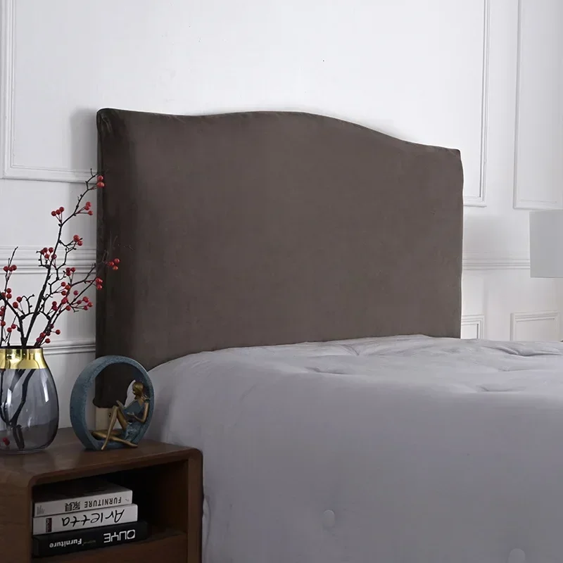 Elastic Velvet Bed Head Cover Soft All-inclusive Headboard Cover Dustproof Solid Color Bed Back Dust Protector Cover Home Decor