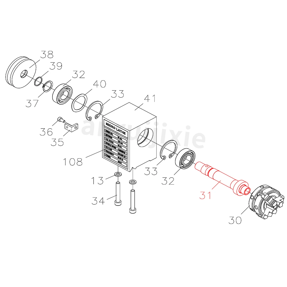 Lathe spindle  SIEG C0-031&Grizzly G0745&JET BD-3 Mini Lathe Spares