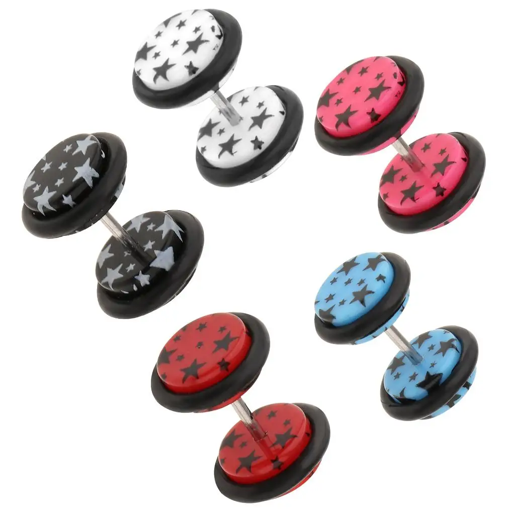 Acrylic Fake Taper Plug Stud Stainless Steel Illusion Cheater Earring Kit for Gauges Ear Stretching