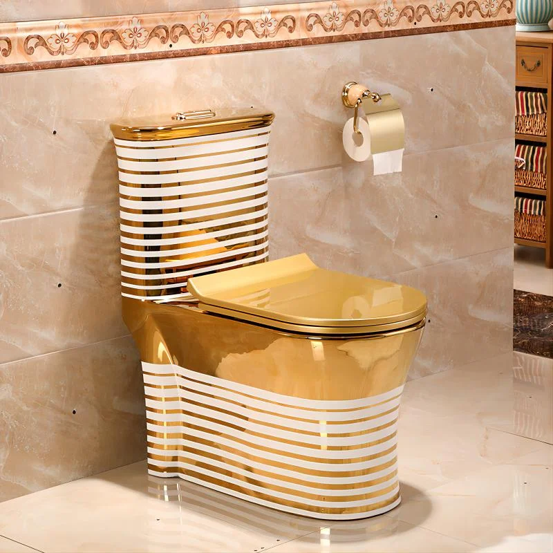 

Bathroom Deluxe Sanitary Ware Golden Toilet Bidet Ceramic Floor Integrated Golden Toilet