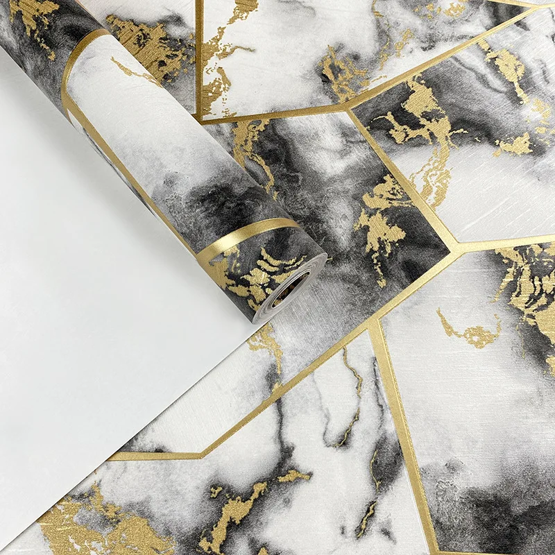 3D Abstract Geometric Line Wallpaper Marble Texture Living Room Hotel Ktv Sofa Background Wall Personalized Wallpaper