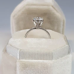 RAPRGOLD 6.5mm Round Cut Moissanite Engagement Ring Classic 925 Sterling Silver Wedding Rings for Women Fine Jewelry Accessories