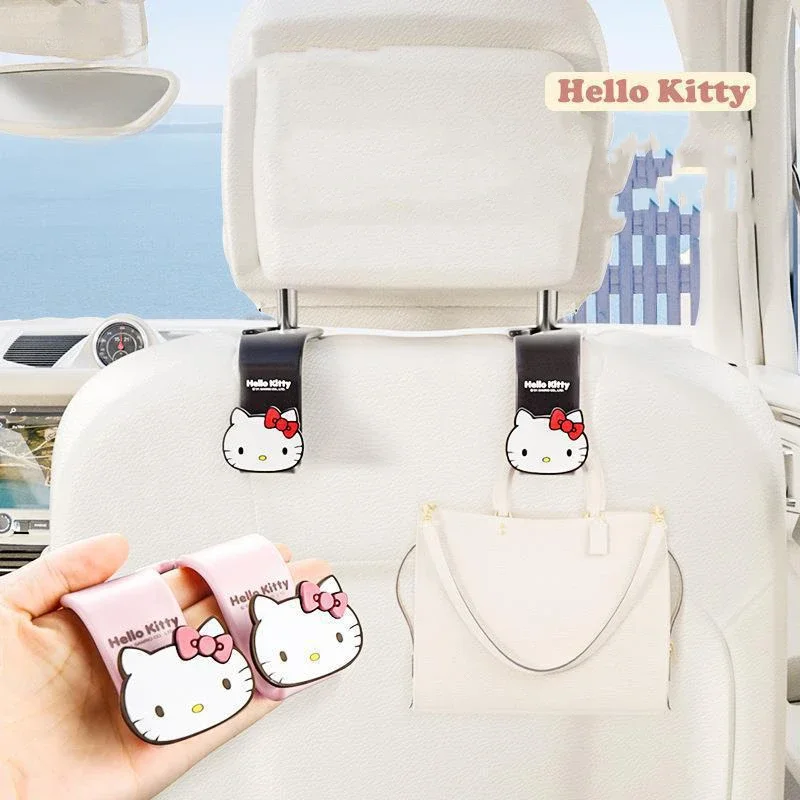 Sanrio Kawaii Hello Kitty Cars Hook Cartoon Car Seat Load-bearing Hook Cars Rear Chair Hook Car Interior Accessories Auto Parts