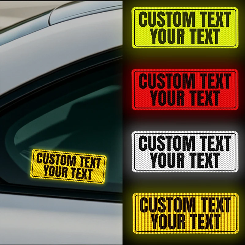 1PC Custom Car Bumper Warning Decal Reflective Safety Vinyl Sticker Personalized Text Self‑Adhesive Label for Vehicle Window