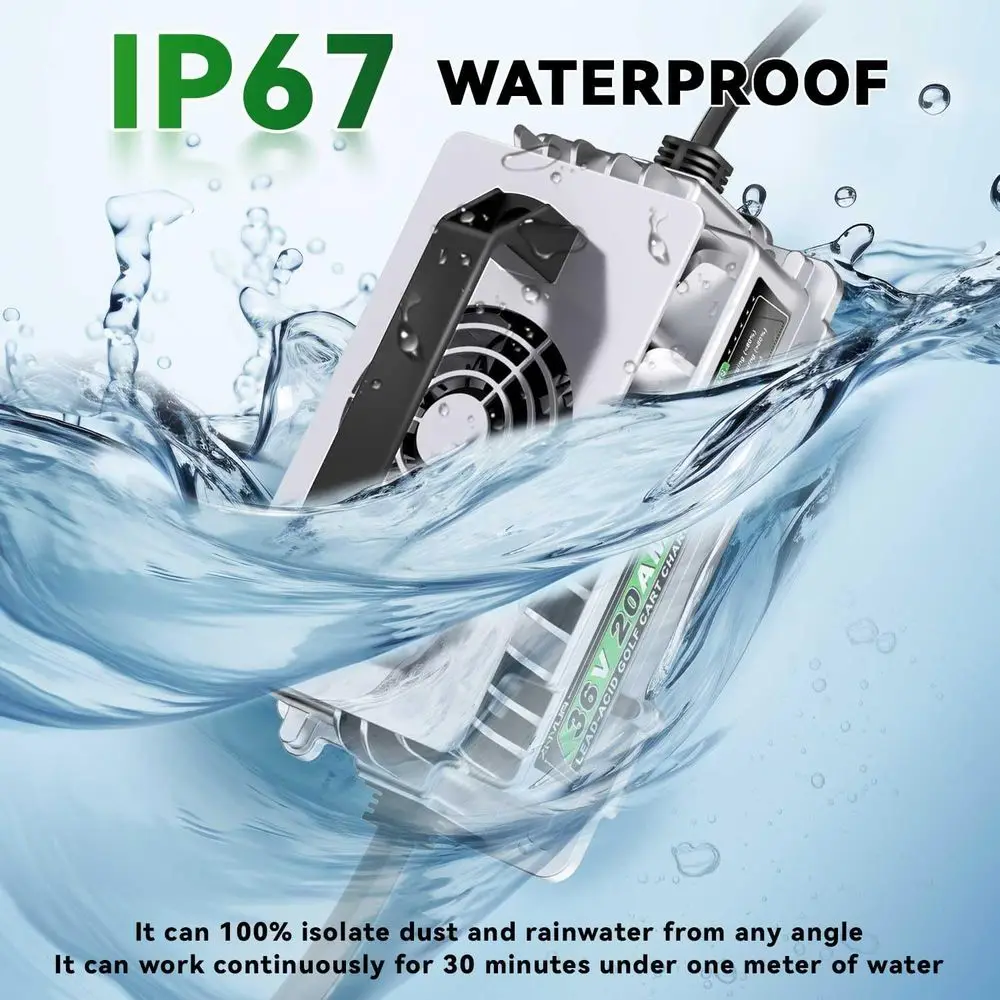 شاحن بطارية عربة جولف 36 فولت 20 أمبير لـ EZGO TXT مع قابس على شكل D لبطارية الرصاص الحمضية 36 فولت