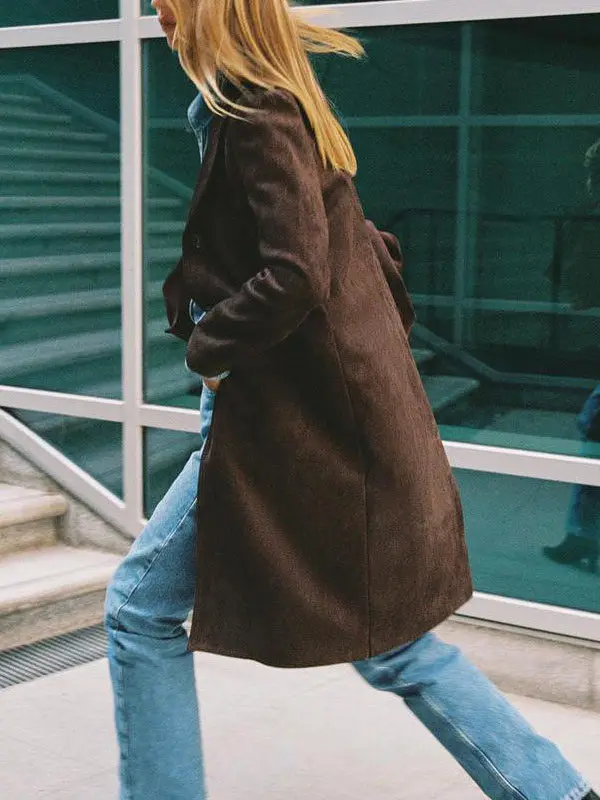 Jaqueta Feminina de Couro Sintético com Efeito Brilhante, Manga Longa, Casual, com Fechamento por Botões, Ideal para Jovens - Coleção Primavera 2026