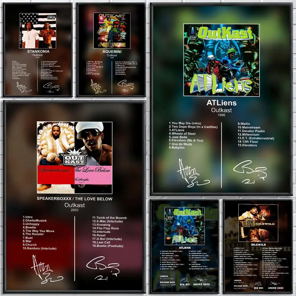 Band O-Outkast Andre 3000 Big Boi Painting Calligraphy Stylish Canvas Poster Wall Art for Home Decor Gift