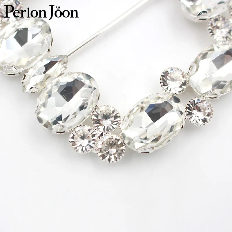 2pcs 7.3cm(inner 3.5cm) Flashing square belt buckel rhinestone big glass crystal decoration for wedding dress accessories KT025