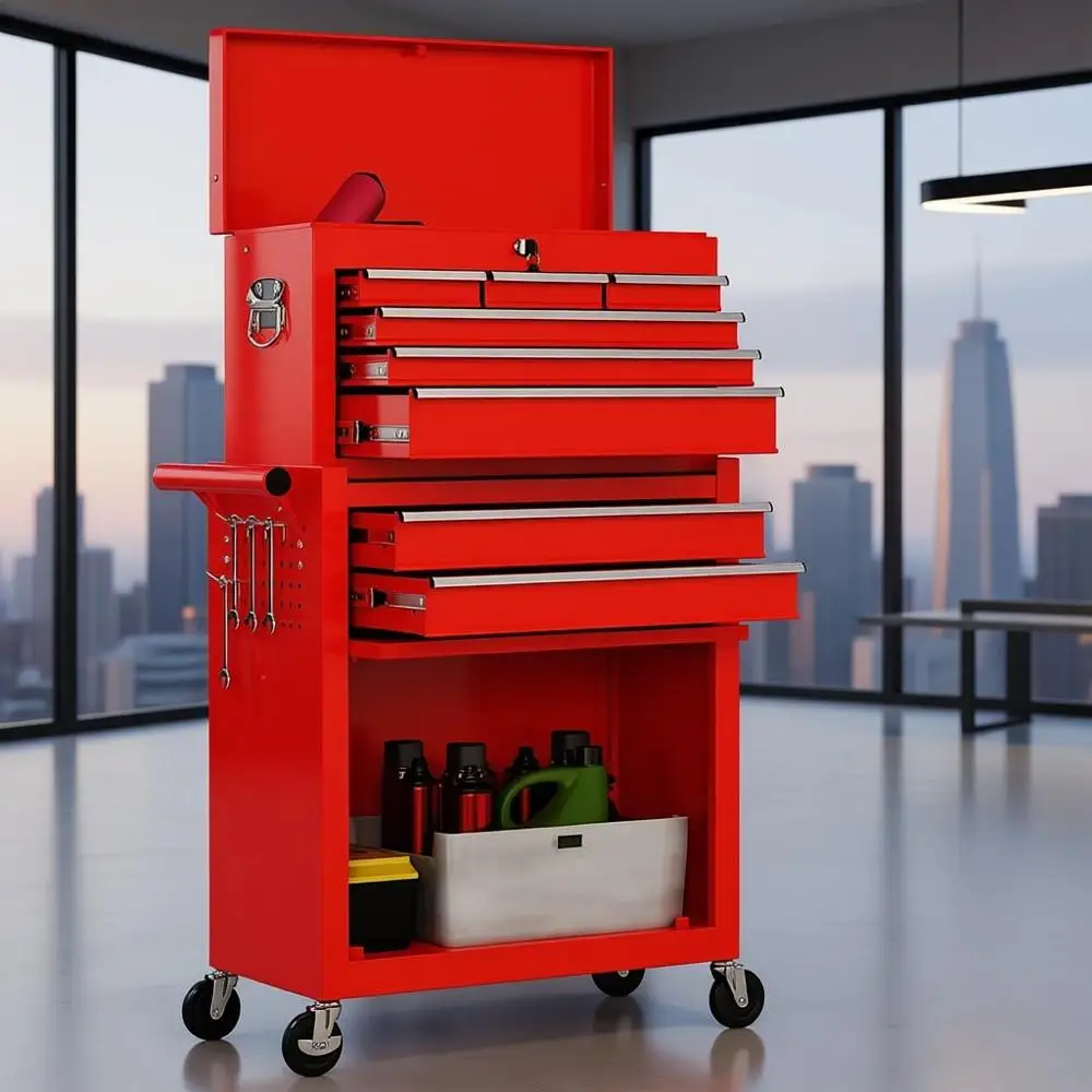 

8-Drawer Heavy-Duty Rolling Tool Chest with Removable Cabinet and Drawers