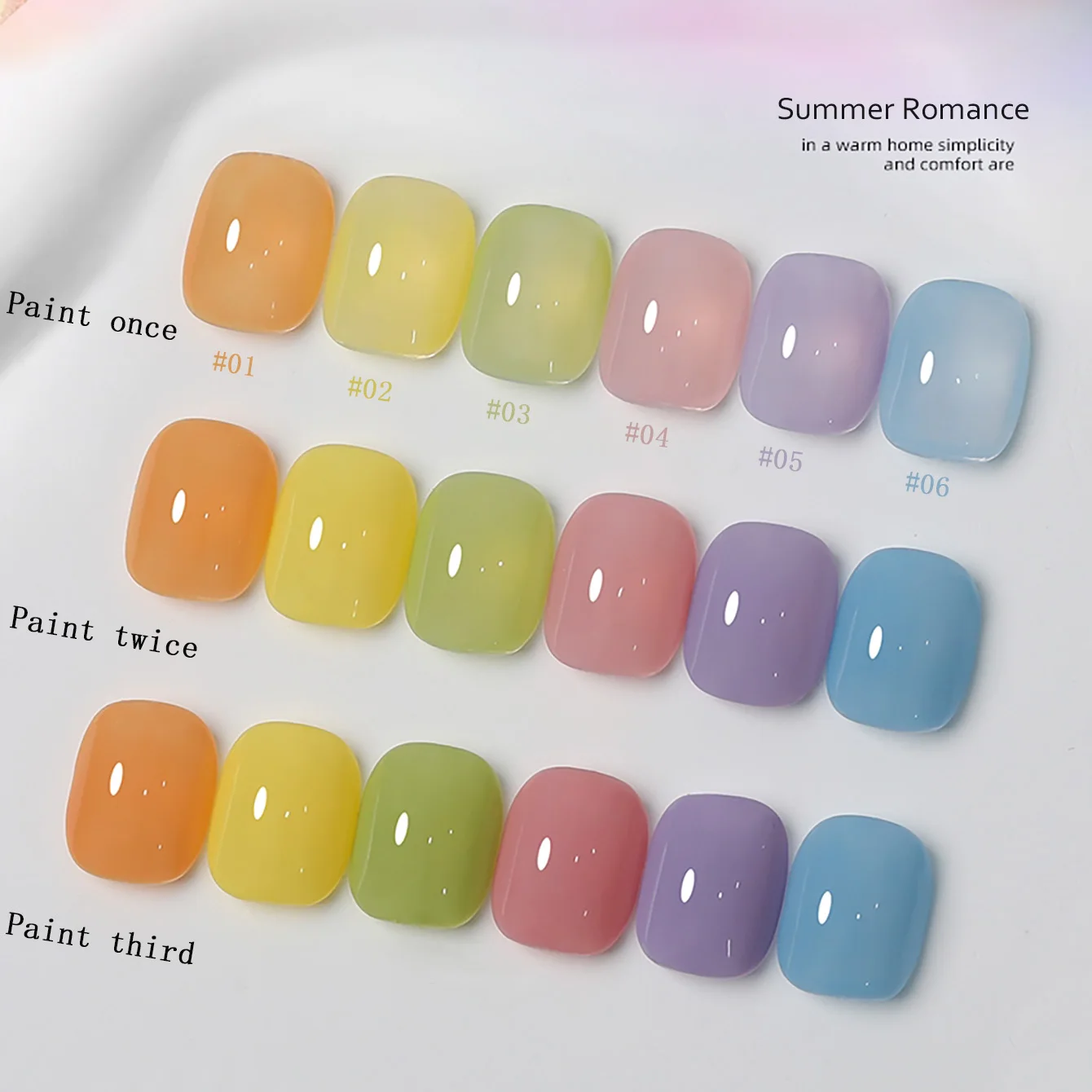 1-6pcs PSK New Dopamine Macaron Candy Series 6 Color Gel Nail Polish Ice Transparent Pink Green Blue Orange Yellow Gel Nail Art