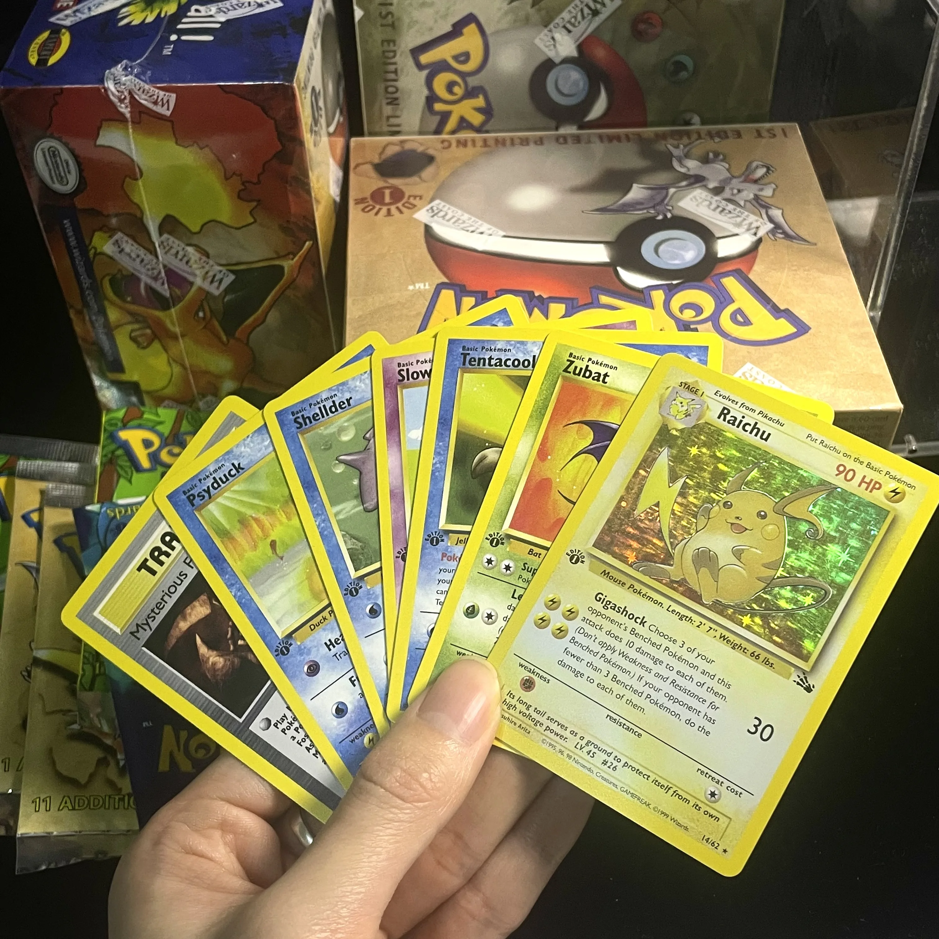 PKM Card BOOSTER BOX BS1|JUNGLE|FOOSSIL Sealed Box|Black Core Paper Collection Display/Japanese Animation/Gift Proxy TCG Cards