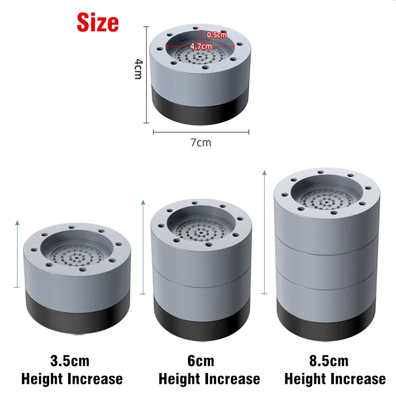 4Pcs Height Adjustable Anti Vibration Feet Pads Washing Machine Support Mat Fridge Universal Fixed Non-Slip Anti-Vibration Pad