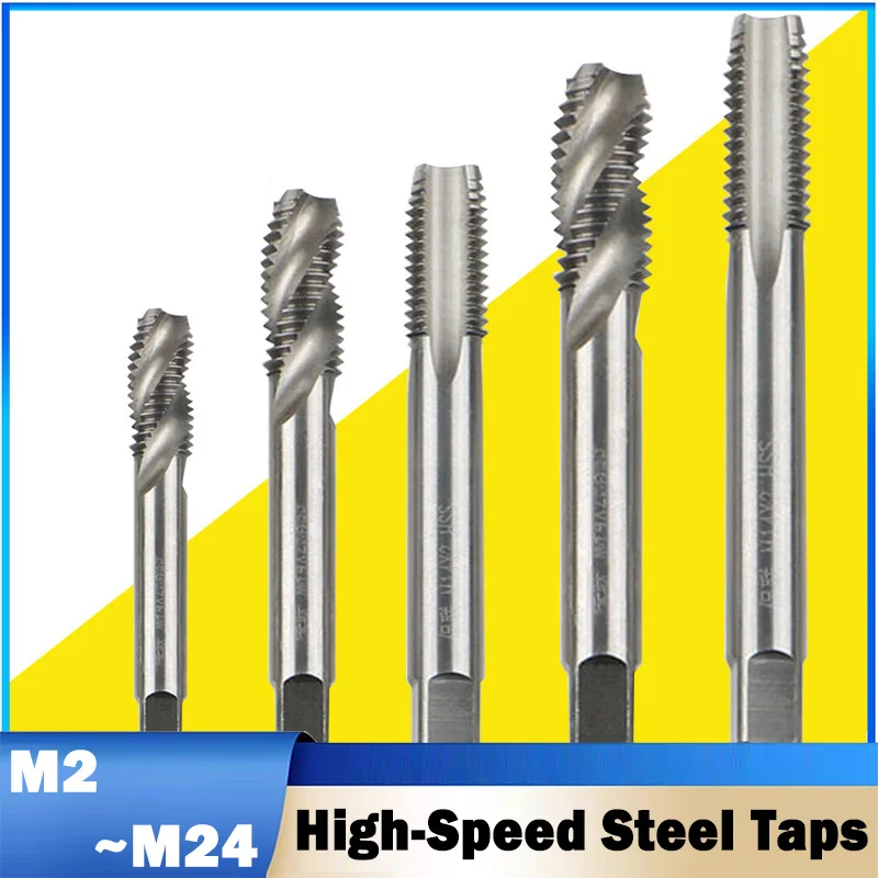 1Pcs High Quality HSS Machine Plug Tap Metric Screw Tap Drill Thread Tool Spiral Point Straight Fluted/Spiral Slot M2~M24