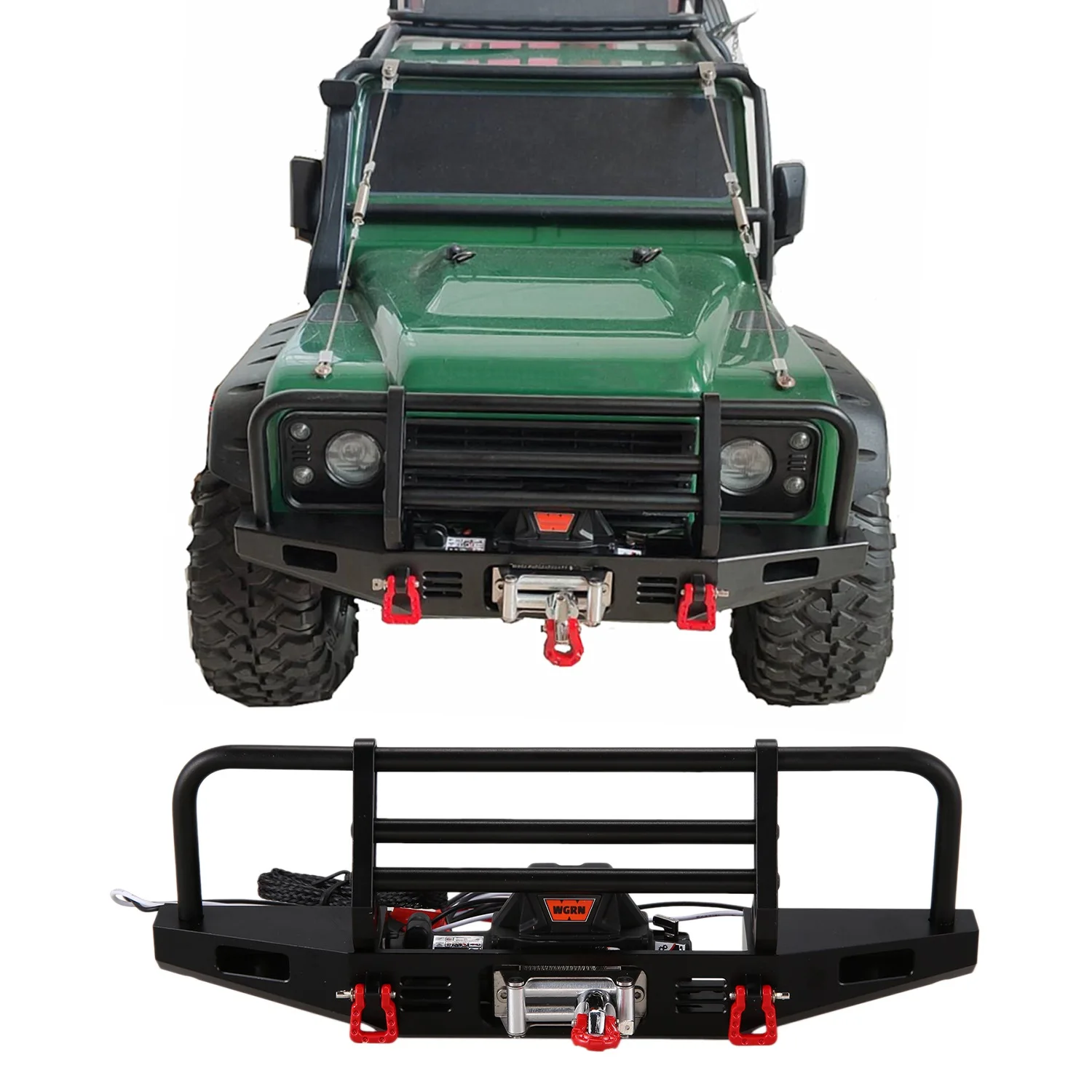 

B78B-Metal Front Bumper With Winch Remote Controller System For 1/10 RC Crawler Traxxas TRX4 Axial SCX10 & SCX10 II 90046