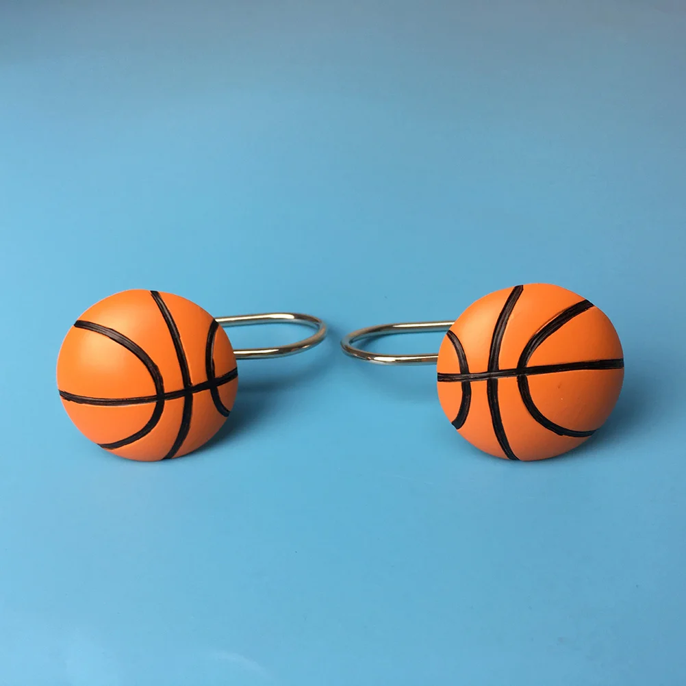 

12Pcs Resin Basketball Hooks for Curtains Rustproof Decorative Shower Window Hangers Forest Style Home