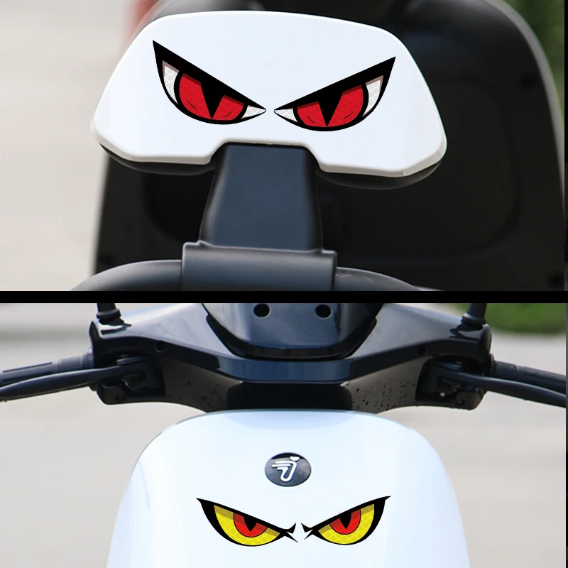 Demon Eyes Motorcycle Stickers for Front Cowl Side Fairings Fuel Tank Decoration Waterproof Reflective Motorbike Accessories