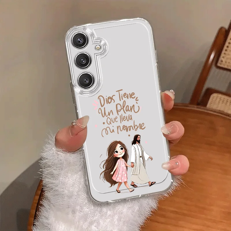 God's Companion Pattern Transparent Phone Case for Samsung Galaxy A53 A54 A55 A56 5G/S26 S23 S24 25 FE S22 Plus Ultra soft cover