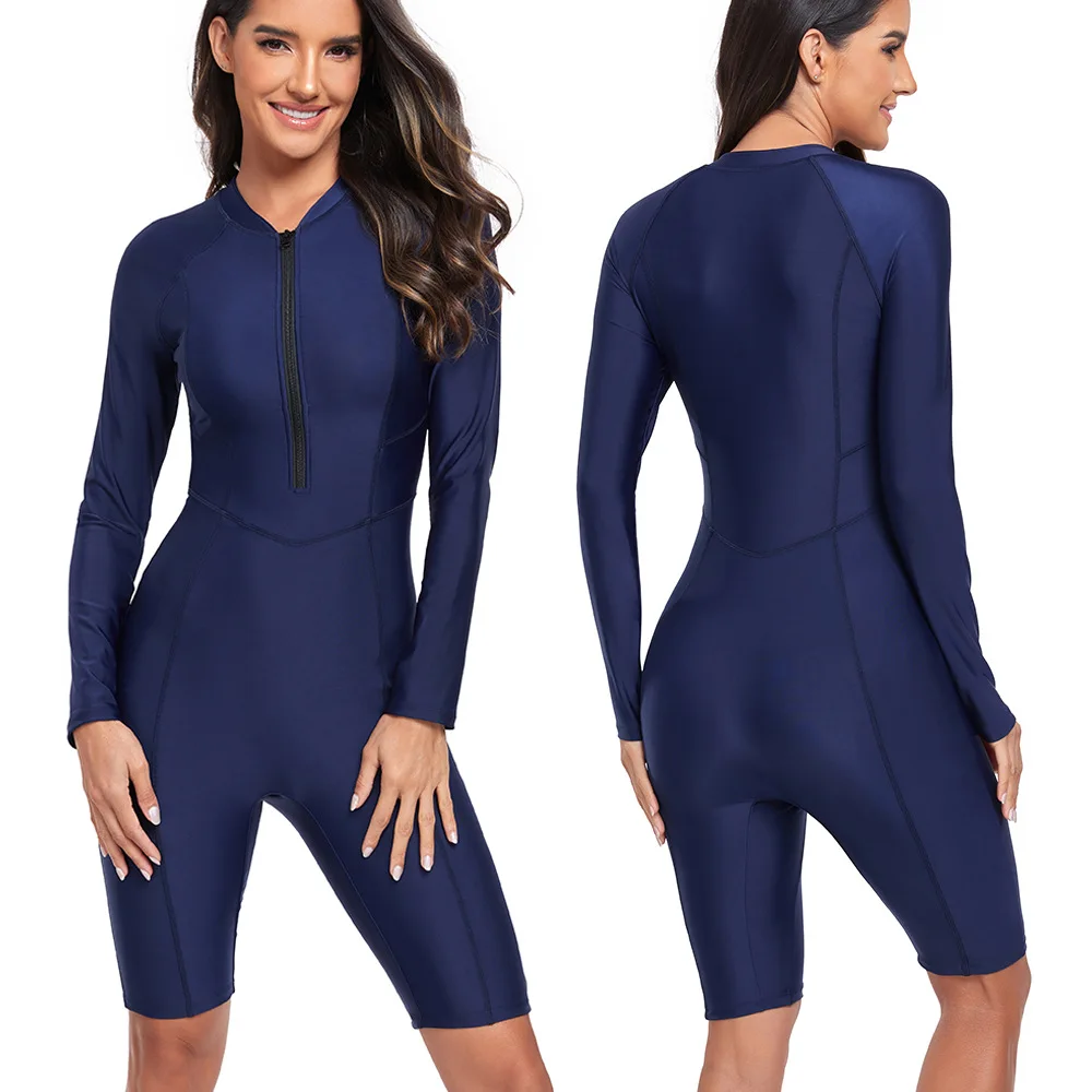 

Woman Swimsuit One Piece Surfing Clothes Sport Style Long Sleeve Jumpsuit Diving Suit Women's Swimwear Female Swimming Bodysuit