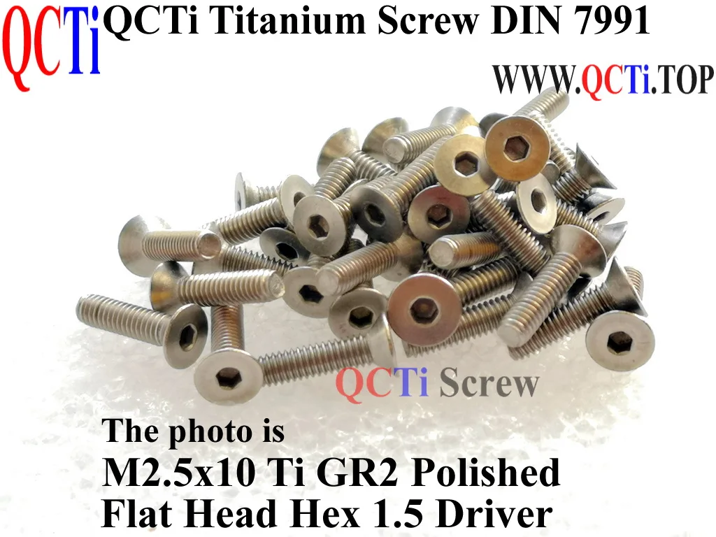 DIN 7991 M2.5 Titanium screw M2.5x4 M2.5x5 M2.5x6 M2.5x8 M2.5x10 M2.5x12 M2.5x14 M2.5x16 M2.5x18 Flat head Hex 1.5 Driver Ti GR2