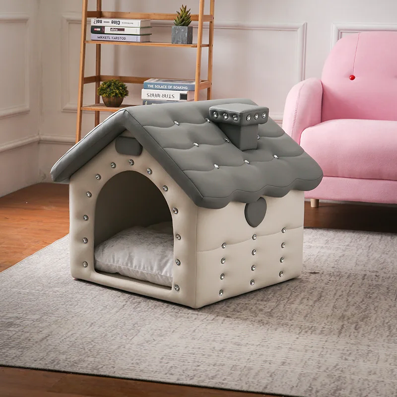 European diamond inlaid high-end type removable and washable pet nest villa house