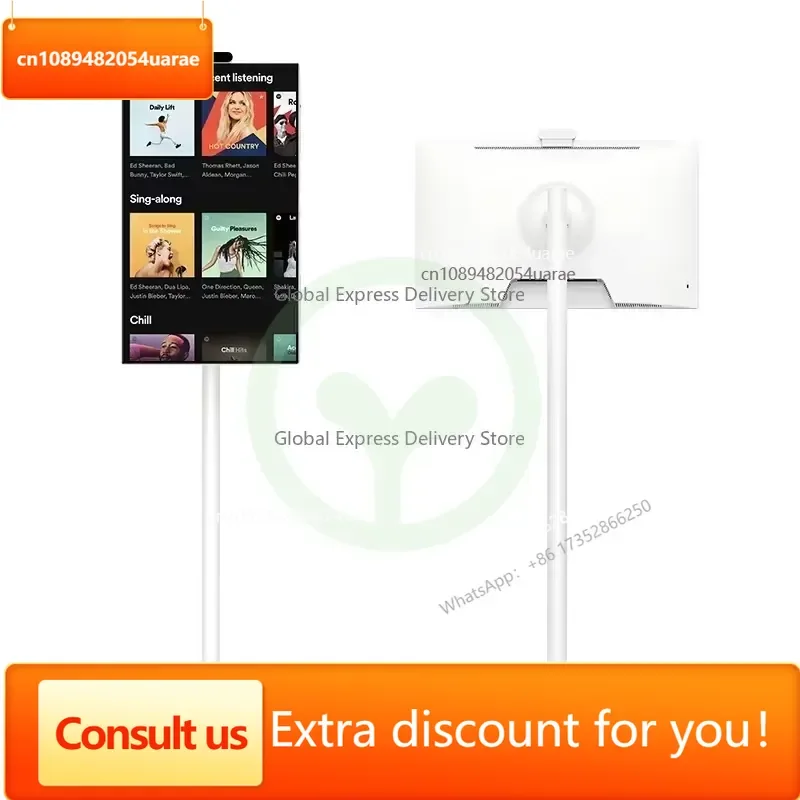 32 Inch Wheeled Movable Android Digital Signage Full HD LED Backlit Capacitive Touch Screen Portable Smart TV