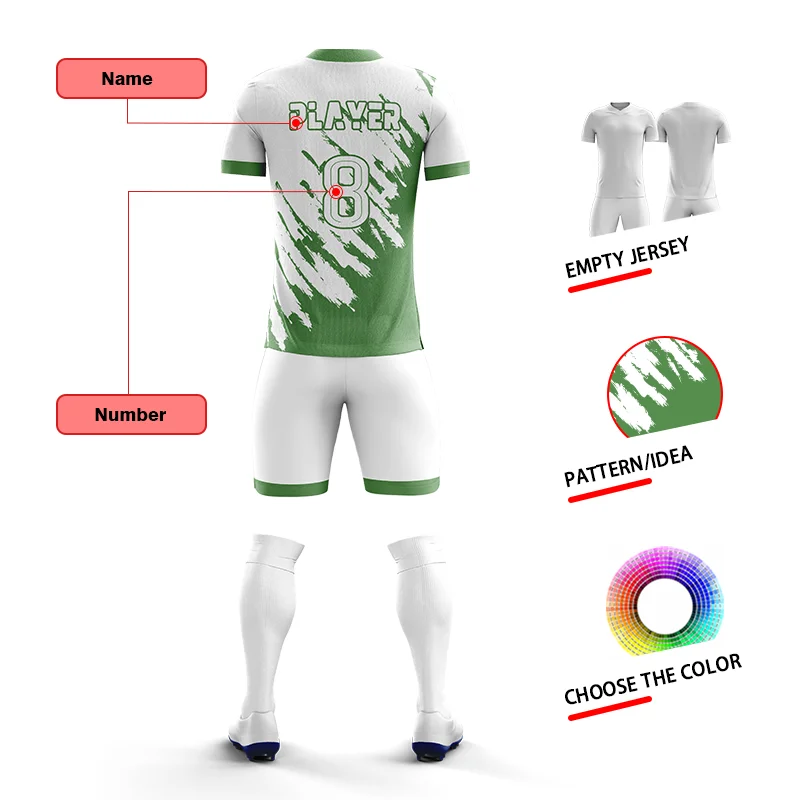 Top Quality Sublimation Digital Printing Sportswear V-neck Soccer Jersey Custom Team Name Goalkeeper Green Football Uniforms