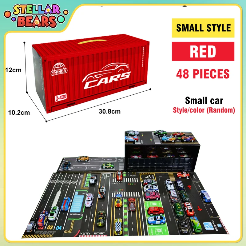 

48 шт., мини-автомобиль из сплава с откатным механизмом, детские игрушки, имитационная модель, металлические маленькие инерционные автомобили с высококачественной коробкой для хранения, подарок
