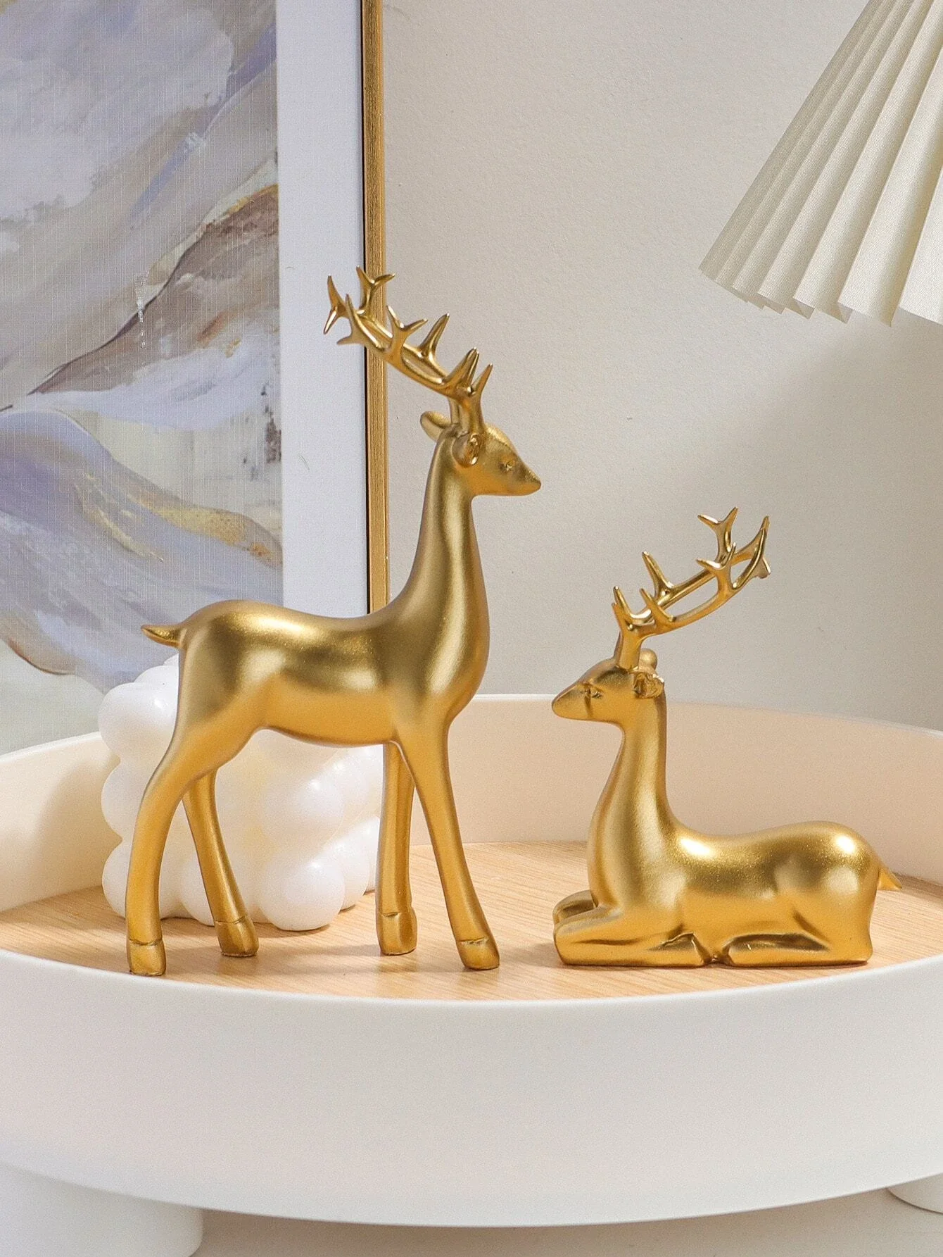 2pcs Deer Design Decoration Craft, Gold Polyresin Ornament For  Decor Berserk action figures D printed action figure Cute things