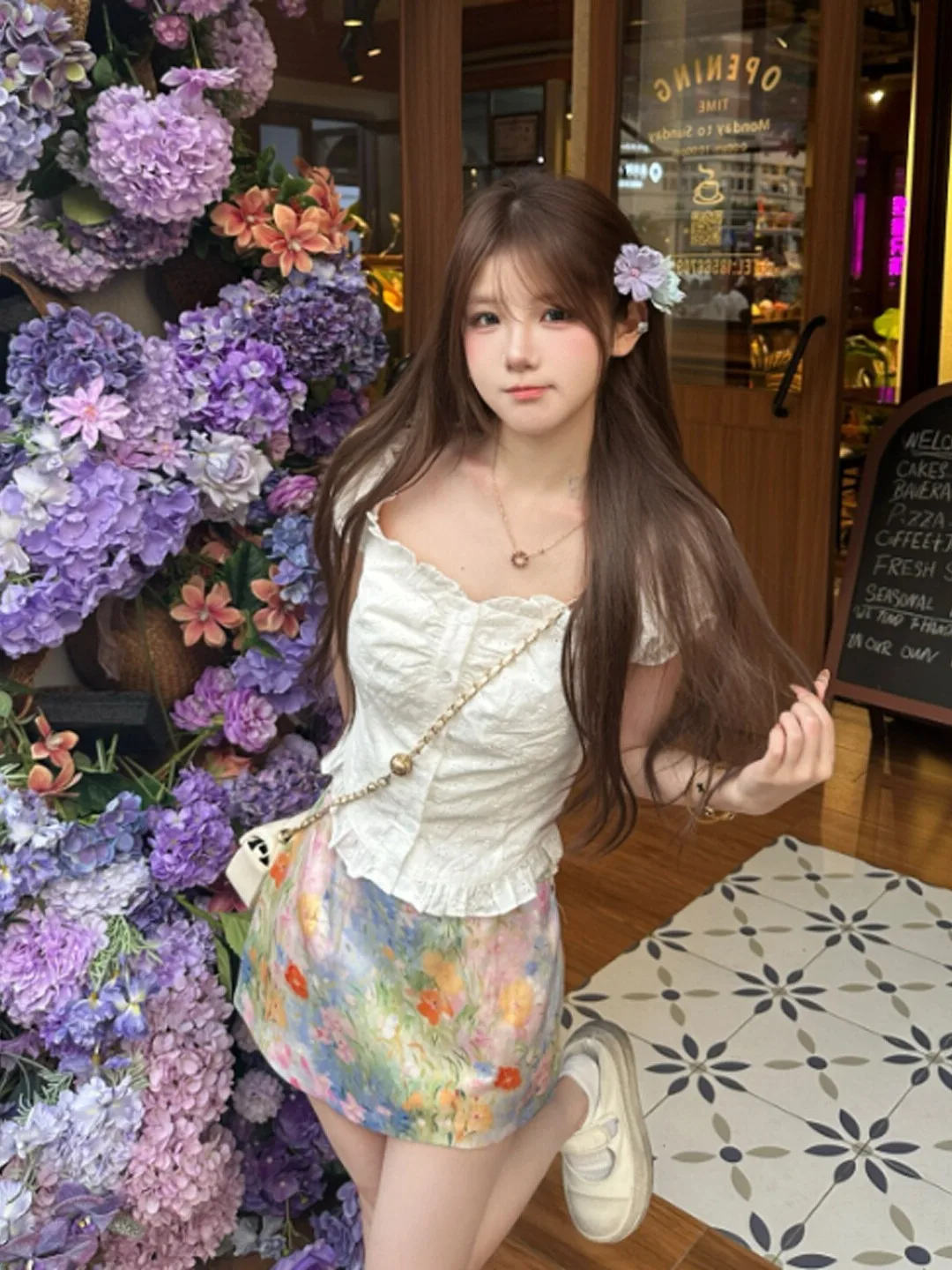 

Gentle Breeze Unique Super Beautiful Printed Top Short Skirt Two-Piece Set Anti-Aging Whole Set OOTD Summer Fashion Casual Style