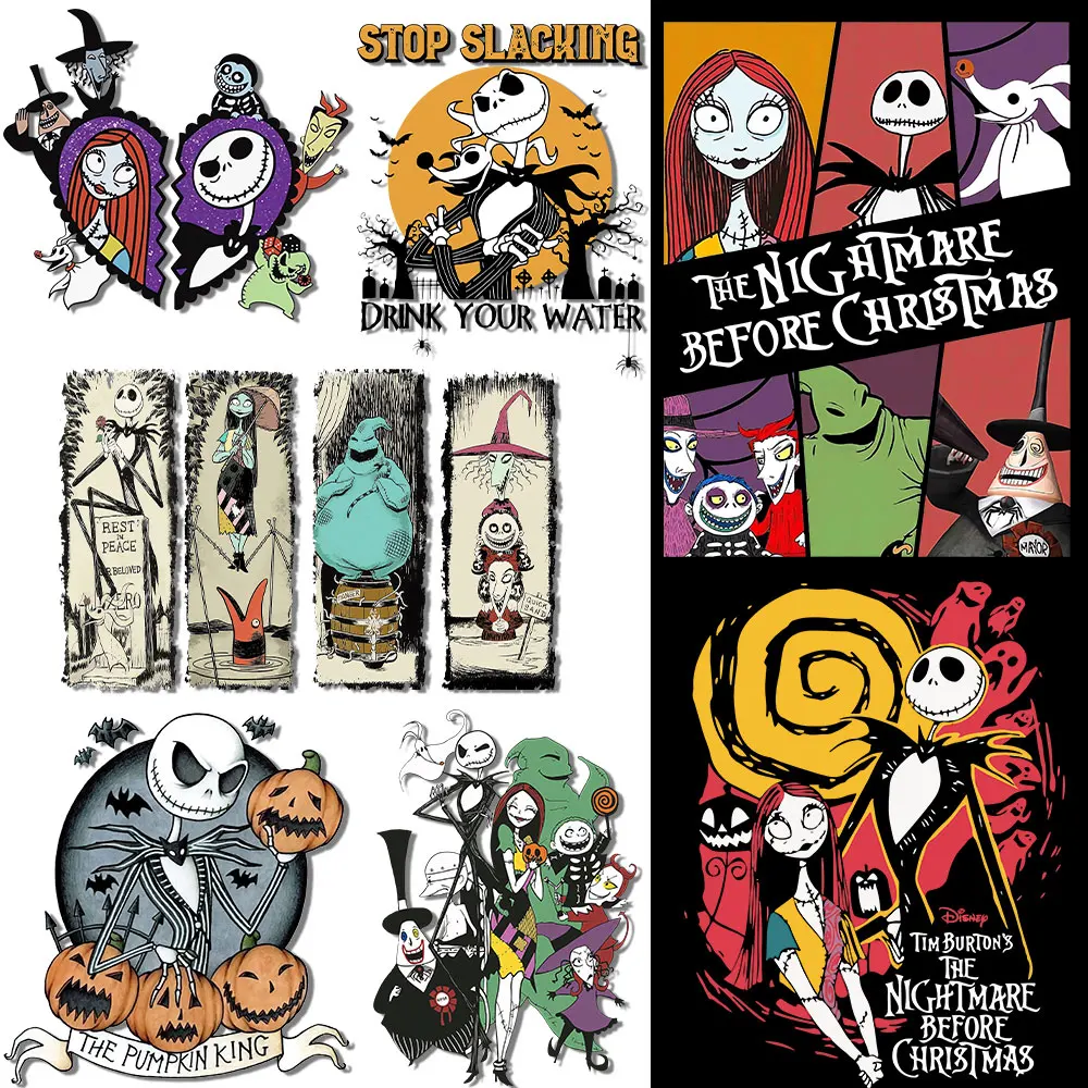 

The Nightmare Before Christmas Jack Iron on Transfers Sally Decals for Clothes Thermal transfer Stickers on Tshirts