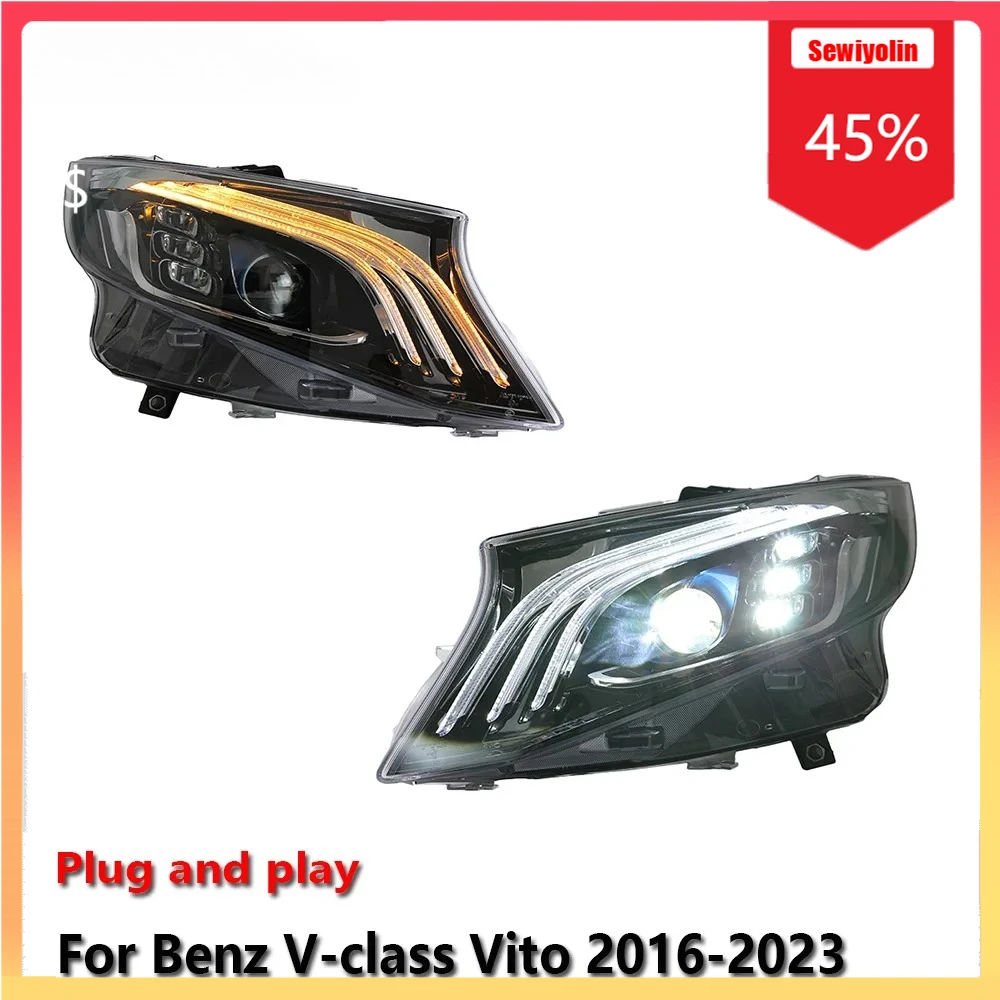 

Car Lamps Headlight Assemblies For Benz V-class Vito 2016-2023 Fog DRL Brake Turn Signal Lamp Plug and Play