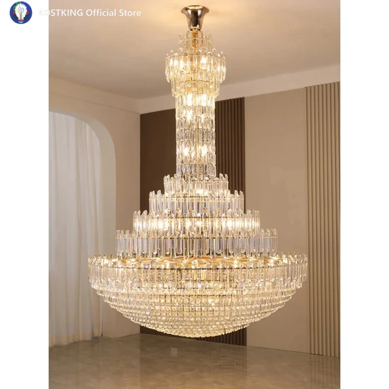 Nordic Modern Crystal Chandelier Hall Villa Hotel Hall Living Room Home Decoration Ceiling Light Luxurious Pendent Lamps Lustre