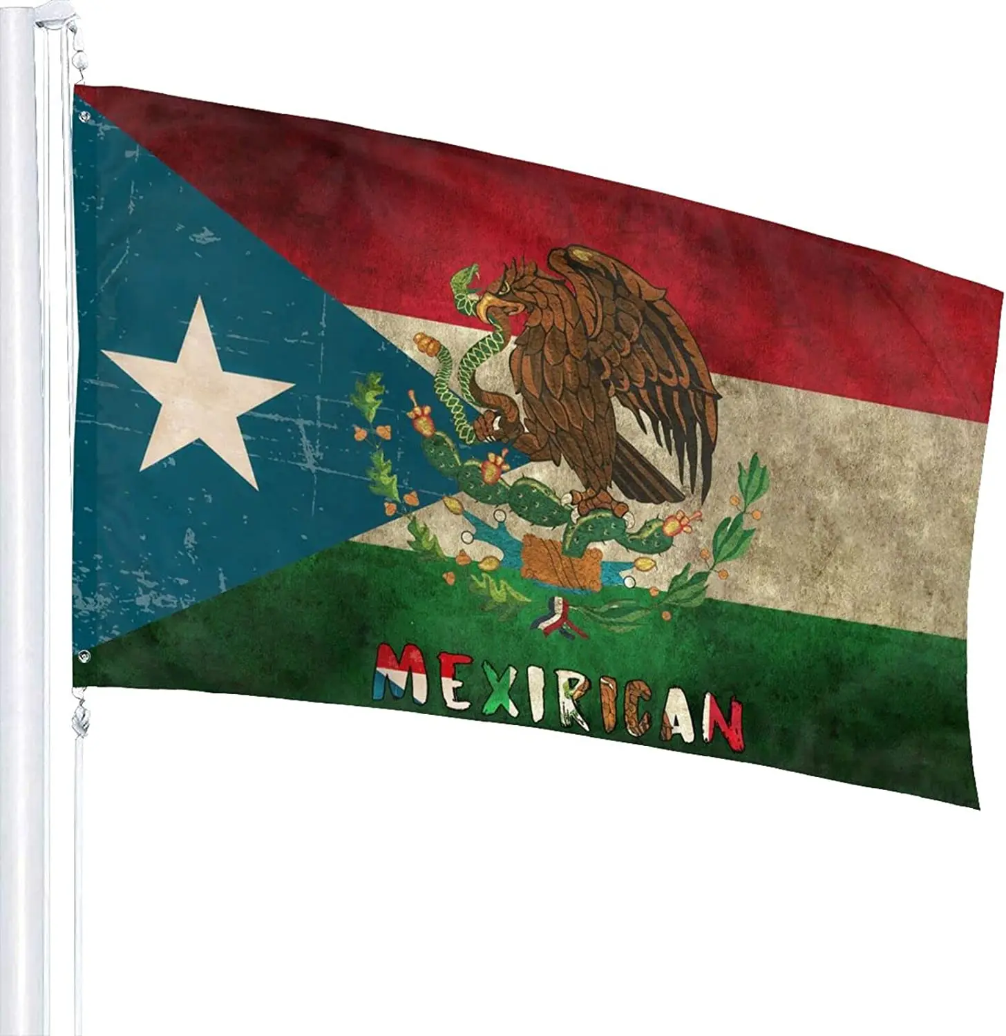 Mexirican Retro Mexico Flag And Puerto Rico Flag Banner Garden Yard House Flags Indoor Outdoor Party Flags