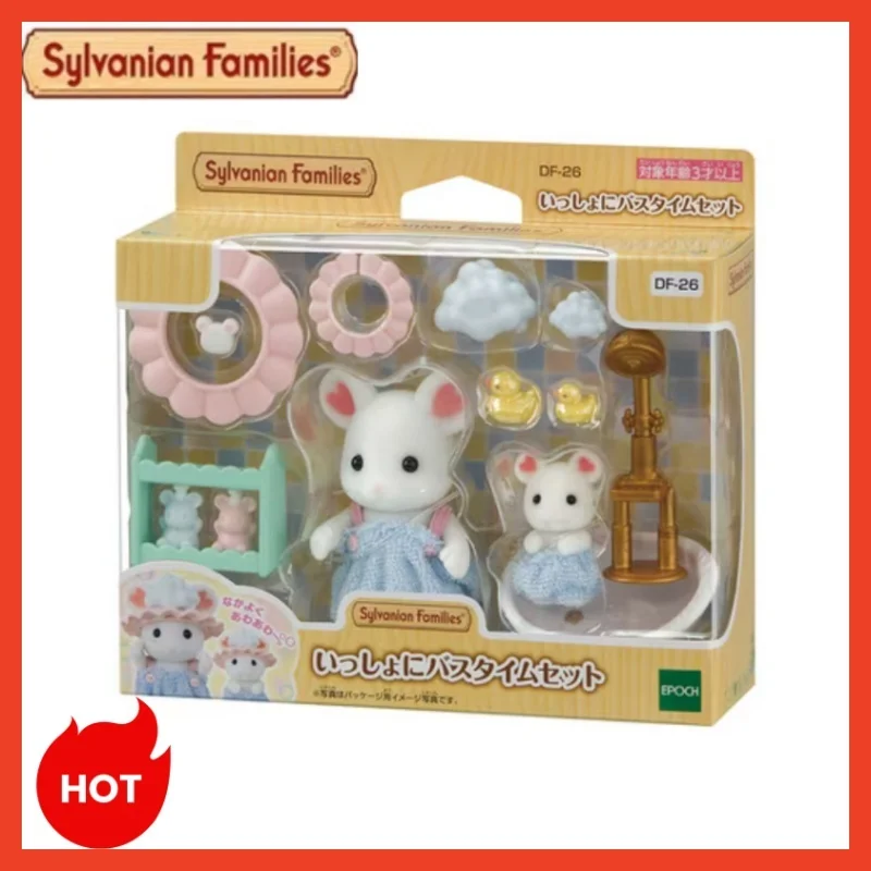 Genuine Sylvanian Families Sea Otter Sisters Diving Doll Cute Decoratio Cotton Candy Mouse Bathing And Shampooing Family Toys