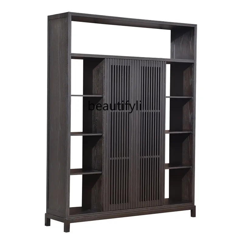 

Chinese Bookcase Ash Wood Solid Wood Bookshelf Curio Cabinet Study Antique Shelf Zen Furniture