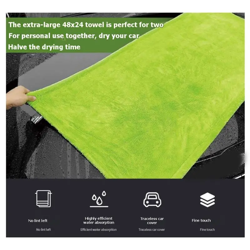 L10A 1400GSM Heavy Duty Car Drying Towel 48X 24Inch Oversized Double-Side Cleaning Cloth Super Absorbent Ultra-Soft