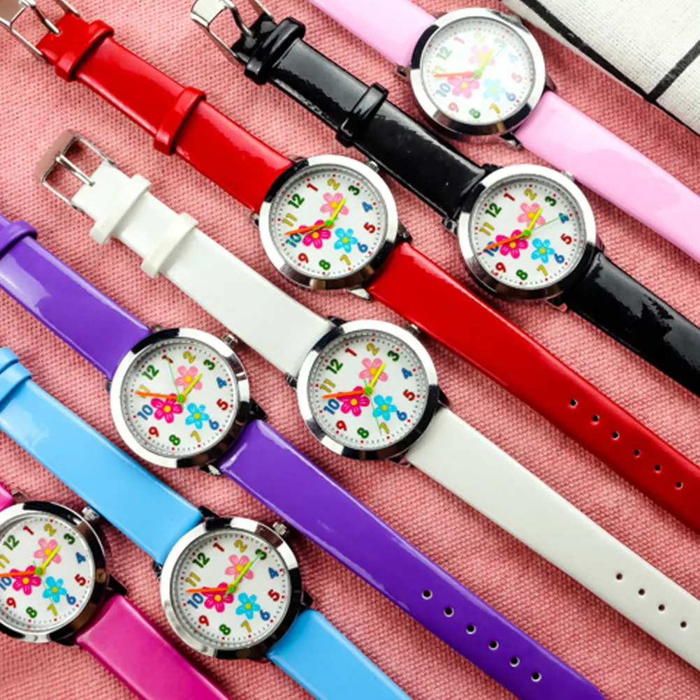 Fashionable Cartoon Digital Watch Flower Pattern Precise Quartz Movement Soft Comfortable Strap Birthday Gift for