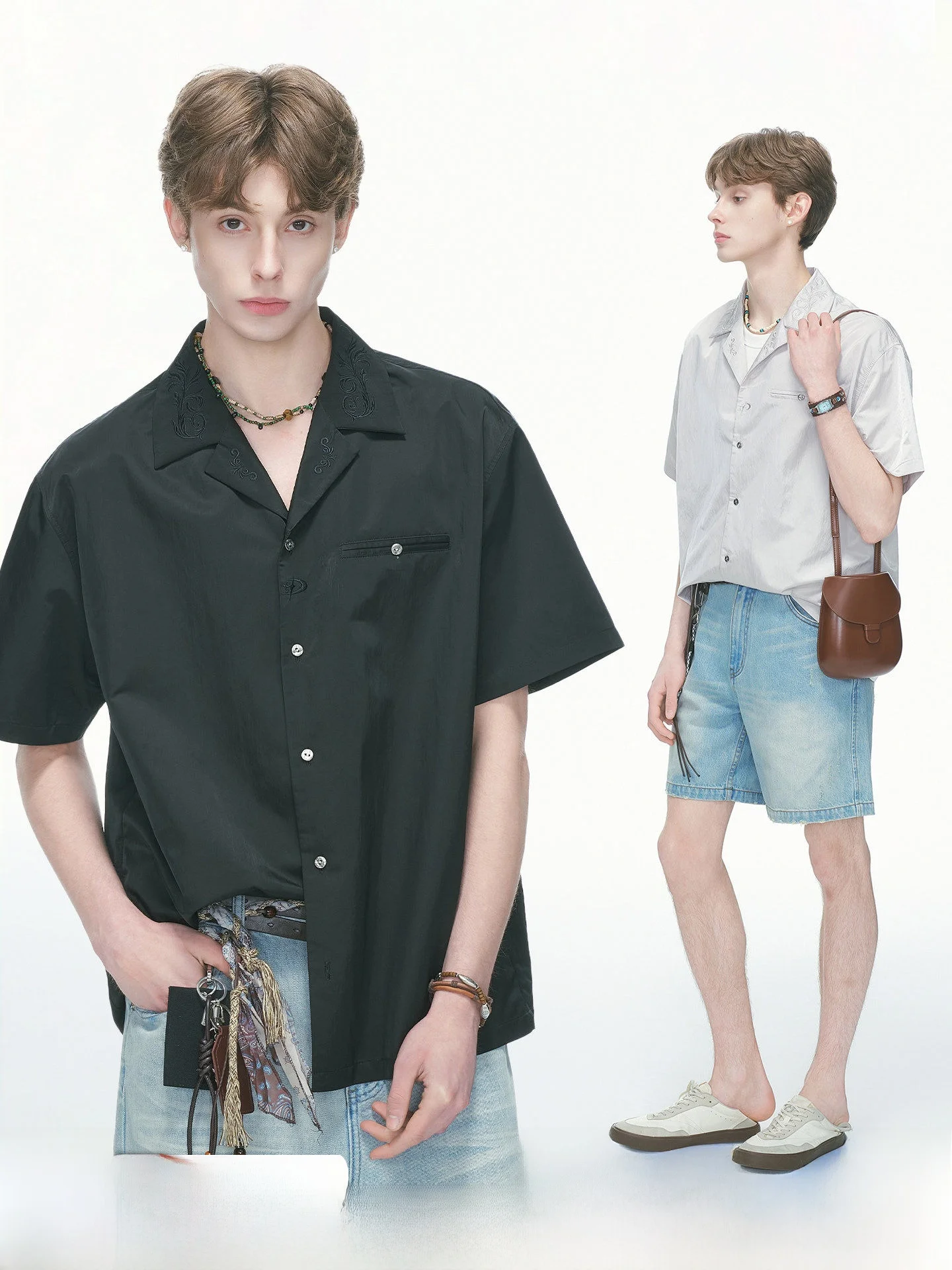 Dream Made Embroidered Relief Short Sleeve Shirt Men's Summer Thin Anti-Wrinkle Half Sleeve Youth Fashion Commute Style Casua...
