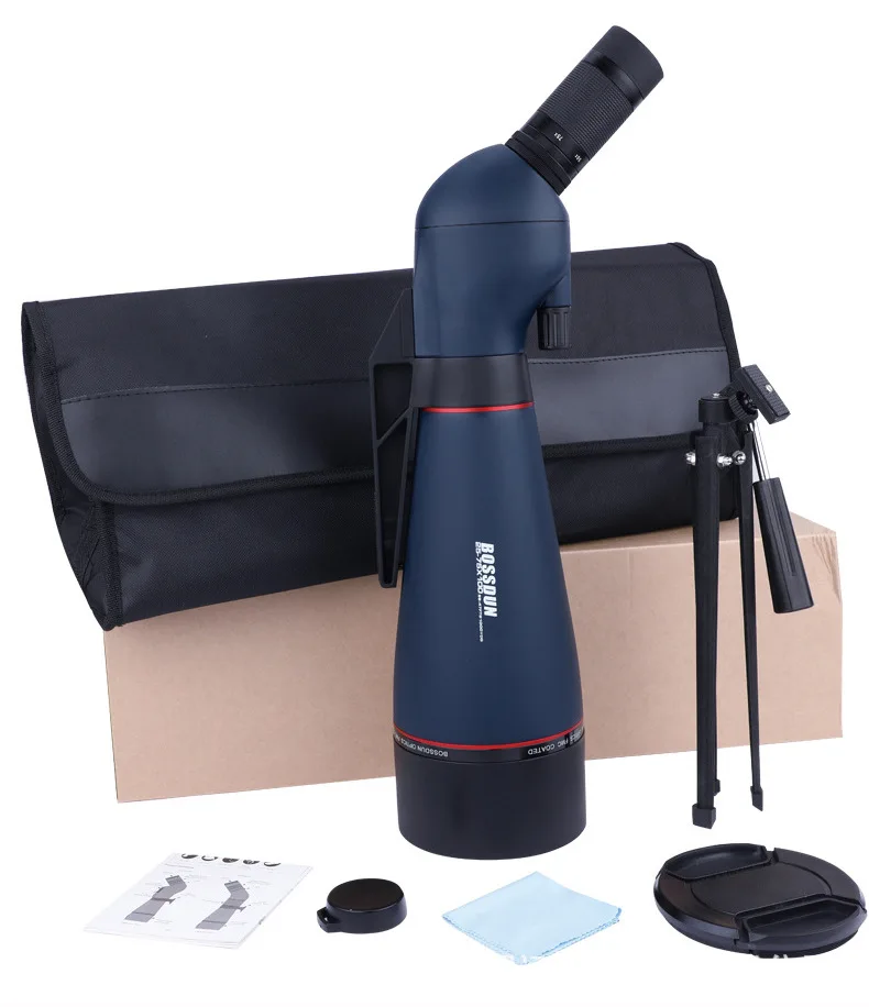 BOSSDUN 25-75x100 45 Derajat Spotting Scope Zoom Telescope Multi-lapis untuk Mengamati Burung Tampilan Bulan Berburu Pertandingan