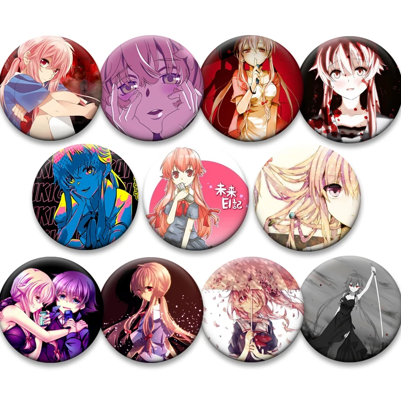 Аниме-mirai-nikki-gasai-yuno-булавки-милый-мультяшный-значок-жесть-ручной-работы-броши-нагрудник-для-рюкзака-одежды-подарков-аксессуары
