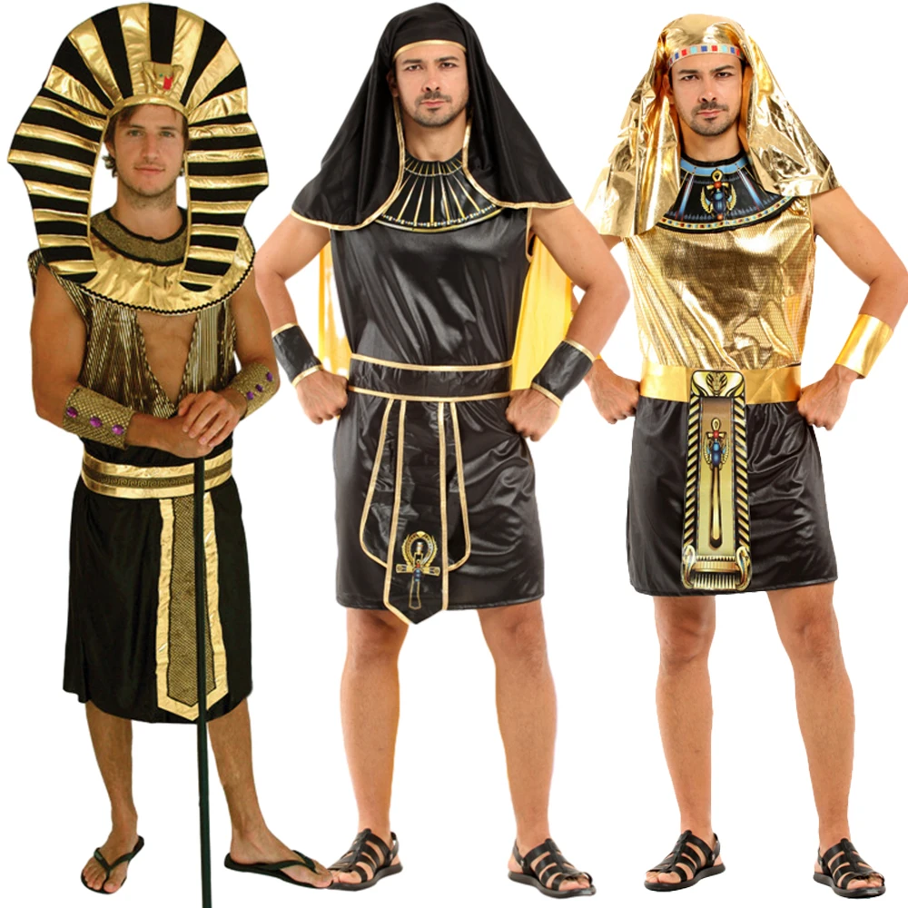 

Halloween Egyptian Pharaoh Costume Adult Men King of Egypt Cosplay Costume Party Dress Up Medieval Costume No Cane