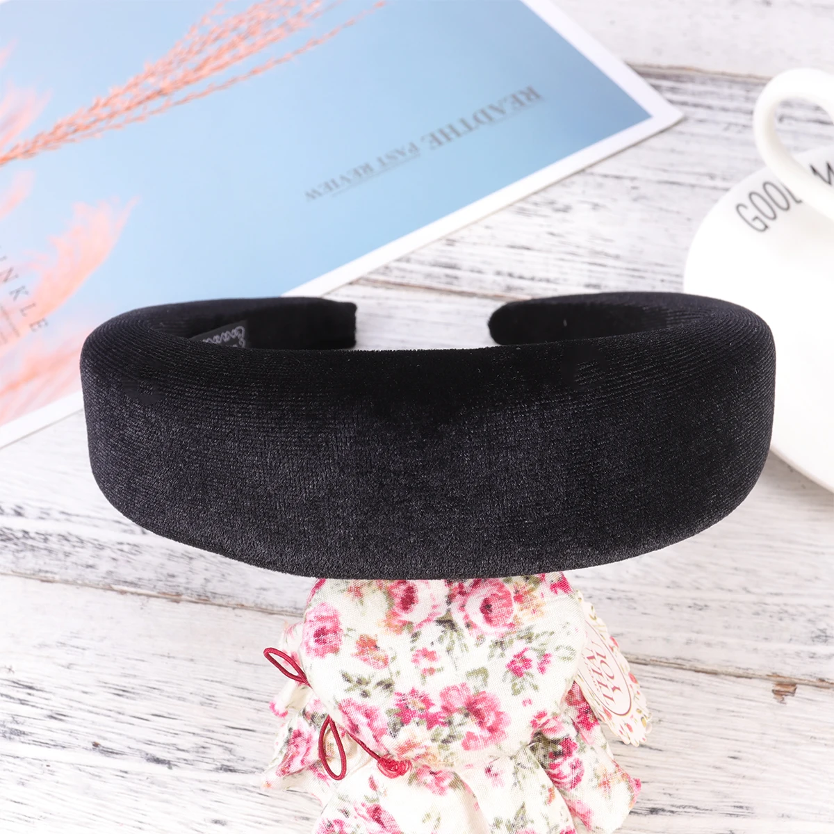 

Velvet Hair Hoops Solid Color Headdress Elegant Headwear Black B Graceful Accessories For Party Stage Cosplay Christmas Gift
