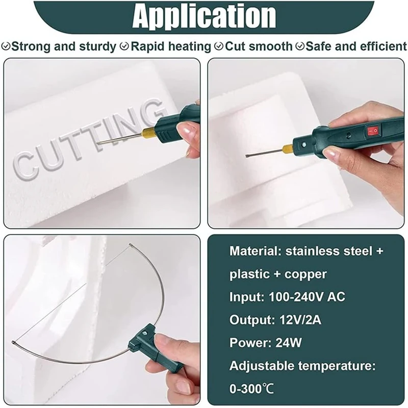 Hot Wire Foam Cutter Kit with Temperature Controller,100-240V/24W Electric Cutting for Art Craft EVA Foam Carving (EU)-A51M