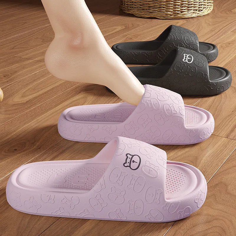 2024 Anti slip EVA slippers for women in summer, bathroom, shower, home, cartoon, home, stepping on feces, cool slippers for men