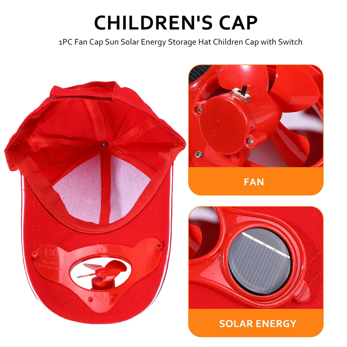 1 stks Fan Cap Zonne-energie Opslag Zomerhoed Zonnebrandcrème Outdoor Fan Cap Zonblok Hoed Zomerbenodigdheden