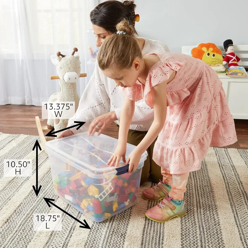 Cleverstore Clear 30 Qt, 6 Pack Stackable Plastic Storage Containers with Durable Latching Clear Lids, Visible Storage