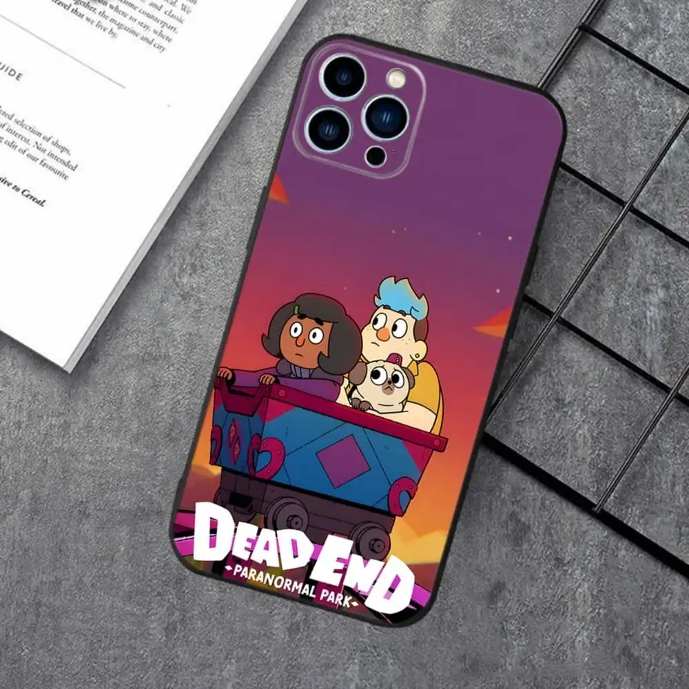 حافظة هاتف D-Dead End P-Paranormal Park لهاتف iPhone 16e,16,15,14,13,12,11,XS,XR,X,8,7,Pro,Max,Plus,mini غطاء أسود من السيليكون