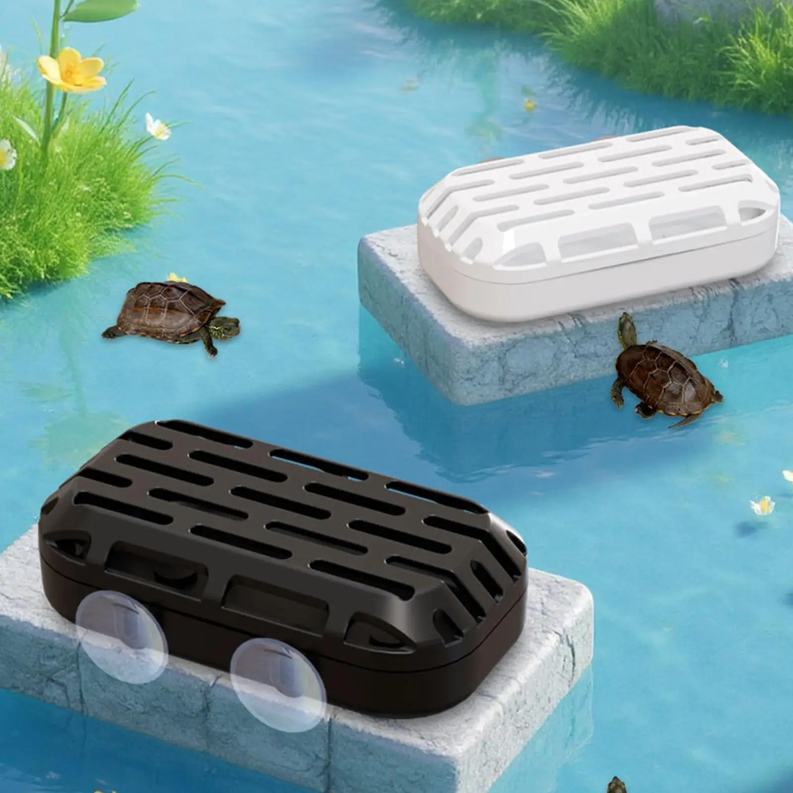 Turtle Poop Catcher Bin with Viewing Window Aquarium Platforms Accessories Reptile Habitat Cleaner for Home Living Room Hotel