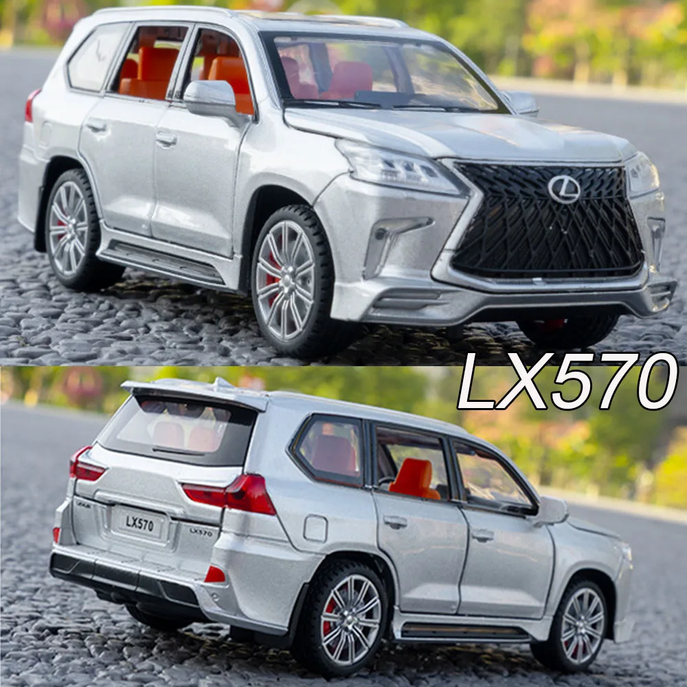 

1:32 Alloy Diecast LX570 LM300H Cars Toys Model Light Music Miniature Car 6 Doors Opened Rubber Tires Vehicle Toddler Kids Gifts